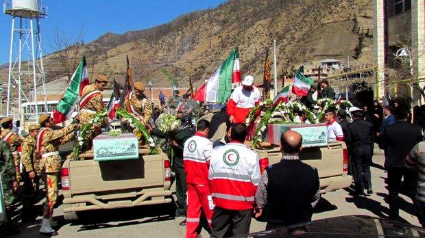 آیین وداع با ۲ شهید گمنام در بهشهر برگزار شد