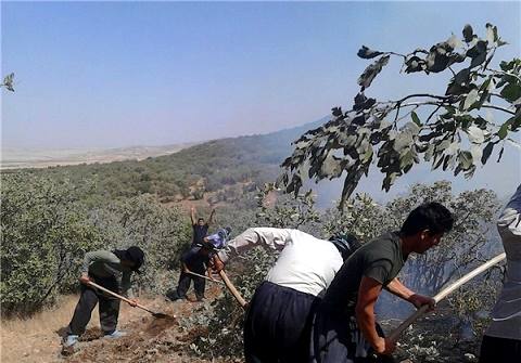 مهار آتش سوزی در منطقه جنگلی سد گلورد